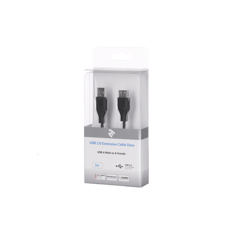 2E Cable USB-A (AM/AF), 3m, black (2E-W-3168M3)