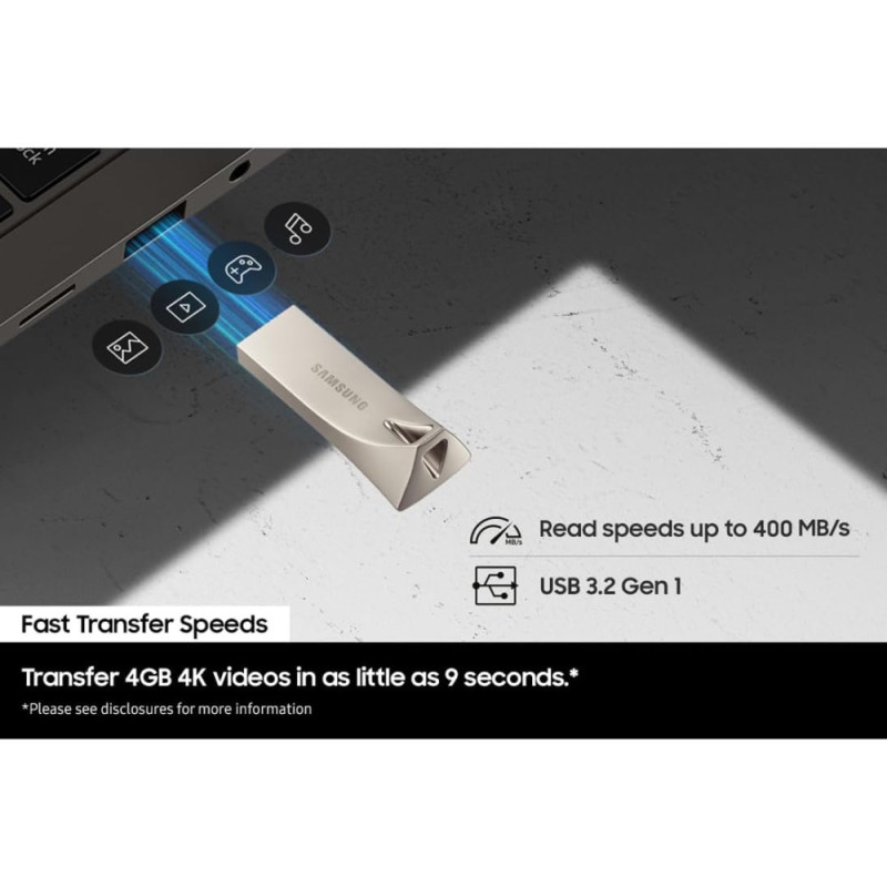 Samsung Накопитель Samsung 512GB USB 3.1 Type-A Bar Plus Серый (MUF-512BE4/APC)