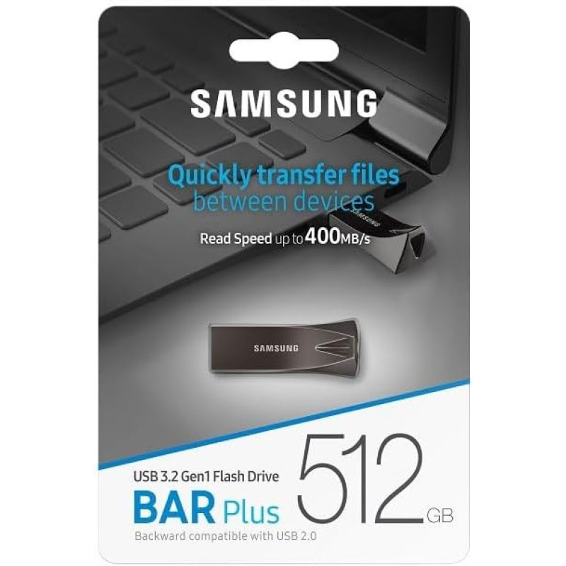 Samsung Накопитель Samsung 512GB USB 3.1 Type-A Bar Plus Серый (MUF-512BE4/APC)
