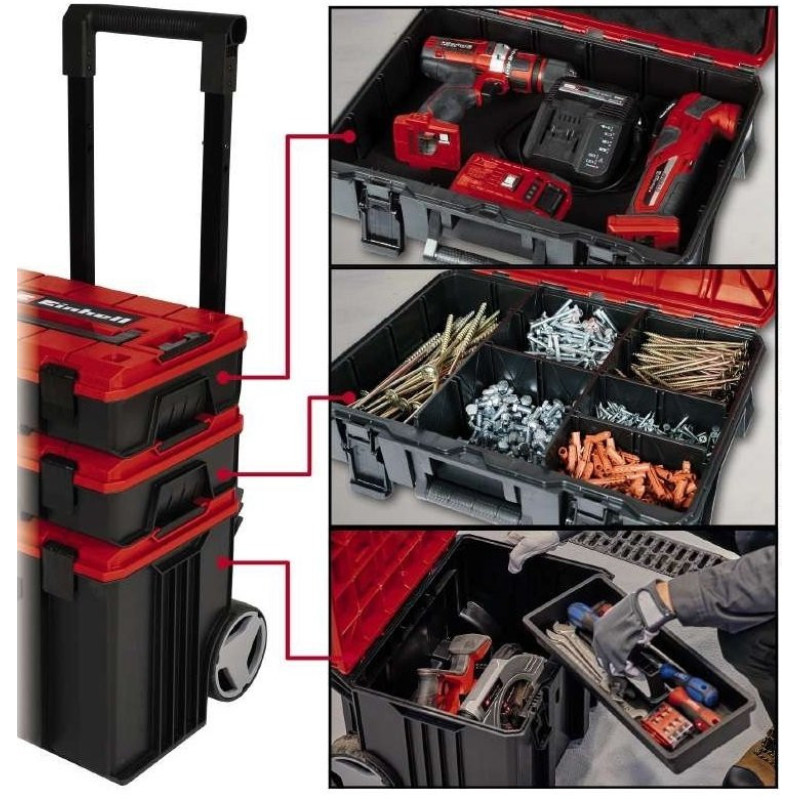 Einhell Modular system for tools E-Case Tower, on wheels, 3 module drawers, 64.5x48x42.5cm (4540015)