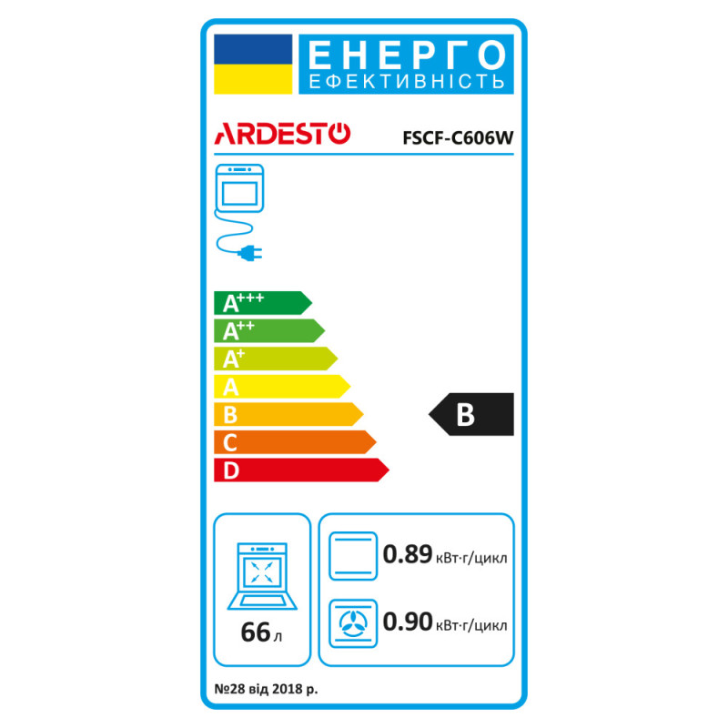 ARDESTO Плита комби Elegance, 66л, 60x60см, конвекция, чугун, подсветка, форсунки LPG (подключение газового баллона), белый (FSCF-C606W)