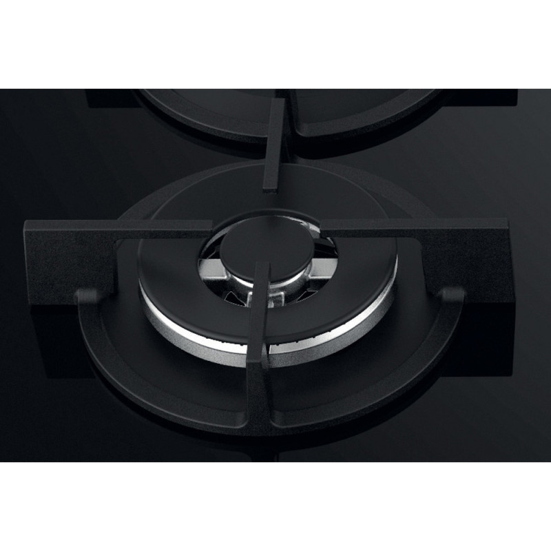 Whirlpool Hob gas on glass, 60cm, cast-iron, burner with a double row of flames, black (GOR625/NB1)