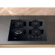 Whirlpool Hob gas on glass, 60cm, cast-iron, burner with a double row of flames, black (GOR625/NB1)