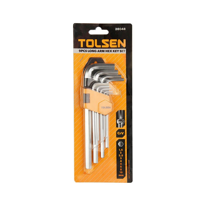 Tolsen hexagon keys, set of 9 pcs., long, 1.5-10 mm, CrV (20048)