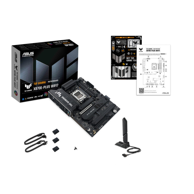ASUS Материнcкая плата TUF GAMING X870E-PLUS WIFI7 sAM5 X870E 4xDDR5 M.2 HDMI WiFi BT ATX (90MB1M70-M0EAY0)