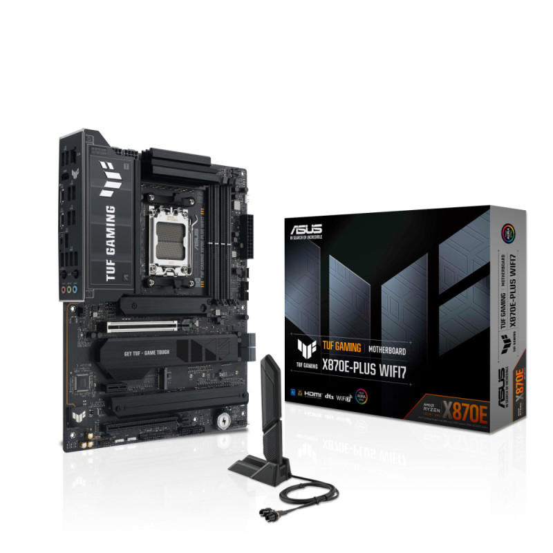 ASUS Материнcкая плата TUF GAMING X870E-PLUS WIFI7 sAM5 X870E 4xDDR5 M.2 HDMI WiFi BT ATX (90MB1M70-M0EAY0)