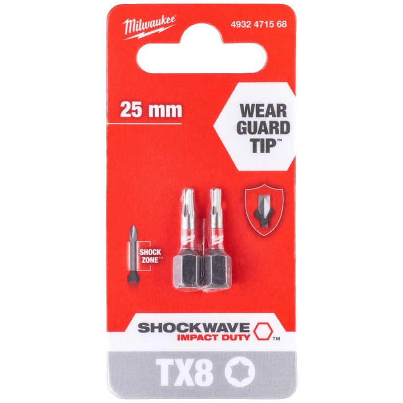 Milwaukee Shockwave Bits, TX8x25mm, 2-piece set (4932471568)