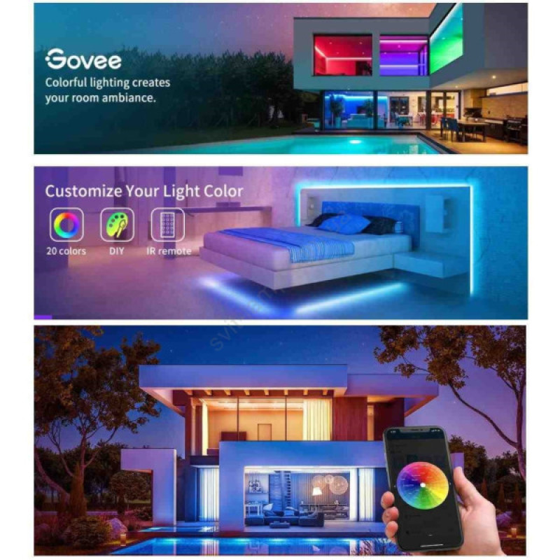 Світлодіодна стрічка Govee H615A LED 5.0m, RGB, WI-FI/Bluetooth, microphone, white (H615A3A3)