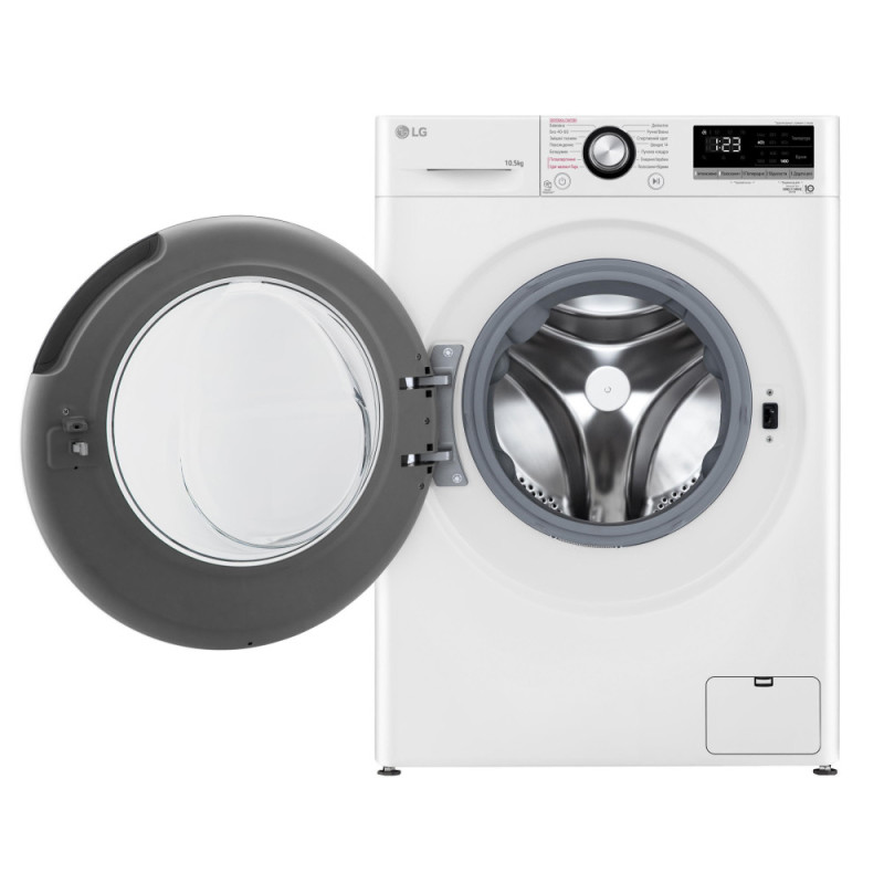 LG Пральна машина фронтальна, 10,5кг, 1400, A+++, 57см, дисплей, пара, інвертор, білий (F4V3RS6WW)