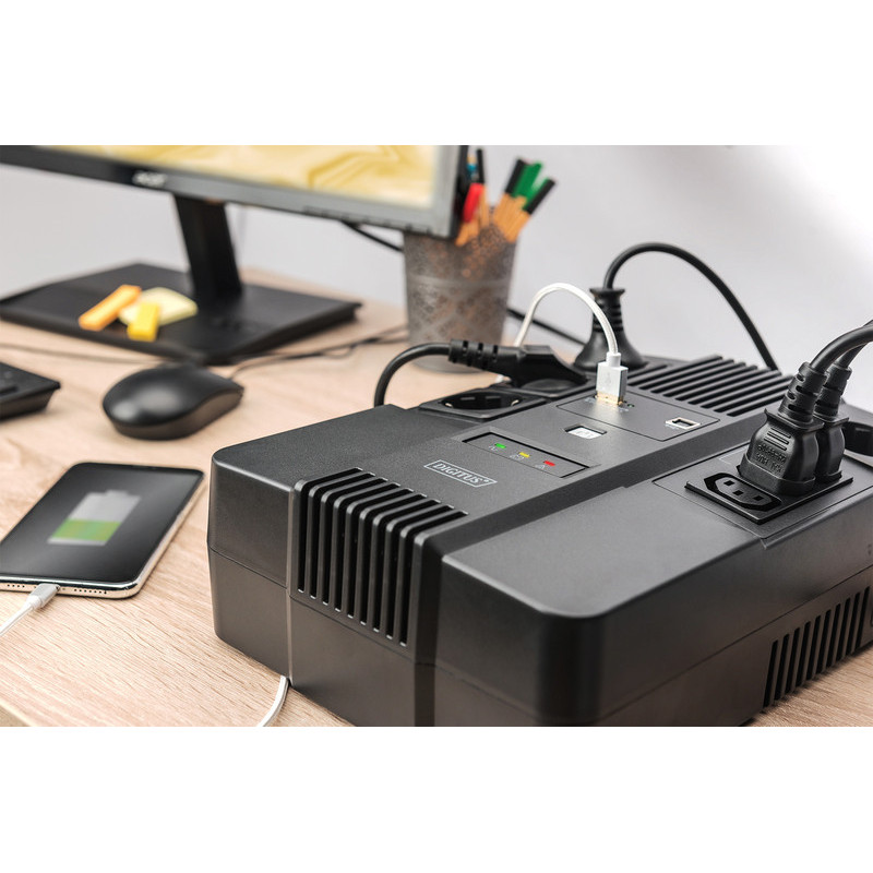 Digitus Источник бесперебойного питания All-in-One, 600VA/360W, LED, 4xSchuko+3xC13, RJ45, USB (DN-170110)