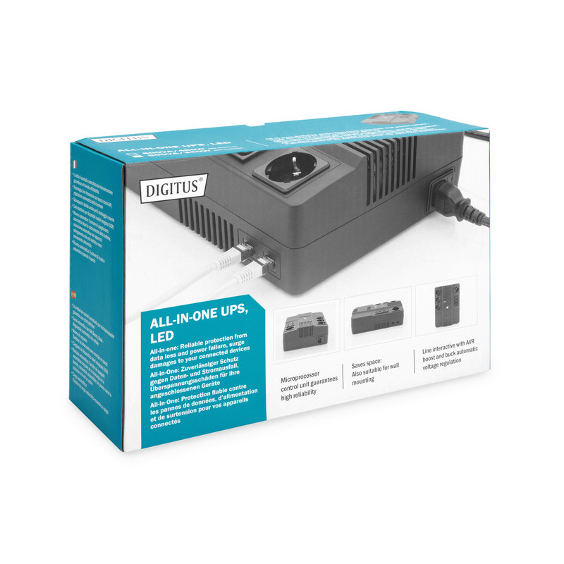 Digitus Источник бесперебойного питания All-in-One, 600VA/360W, LED, 4xSchuko+3xC13, RJ45, USB (DN-170110)