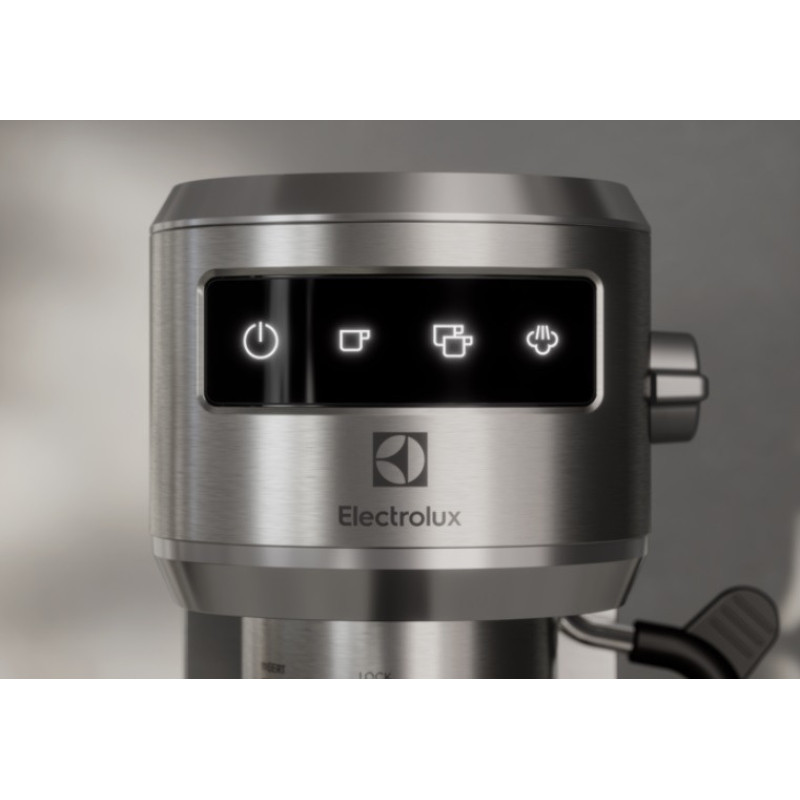 Electrolux Coffe maker carob, 1L, ground, hand capuchino maker, LED display, cup warmer, inox (E6EC1-6ST)