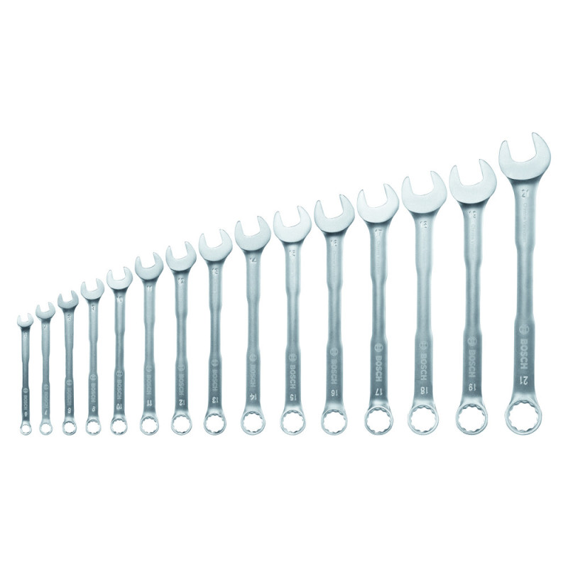 Bosch spanners, set of 15, combination, 6-21 mm, CrV (1.600.A02.Z9E)