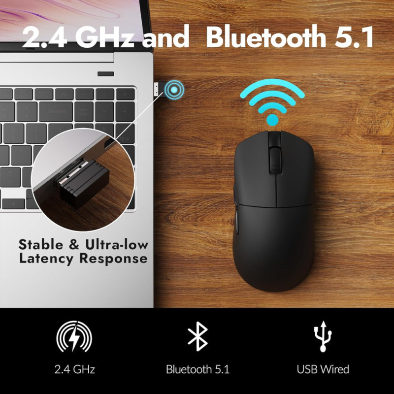 Lemokey Mouse G1 USB-A/USB-C/WL/BT, 8K, білий (G1-A1)