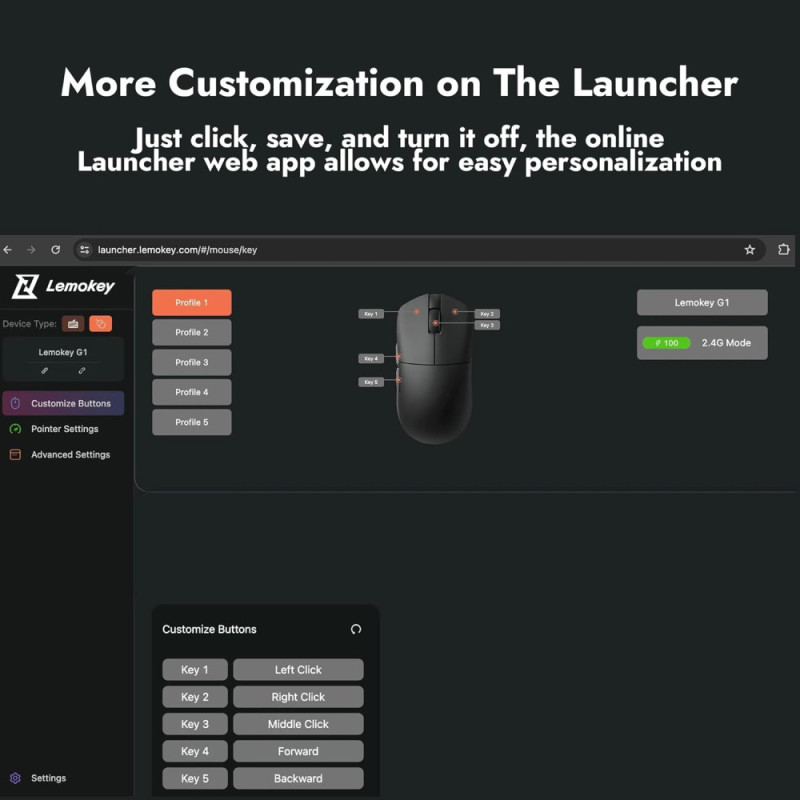 Lemokey Mouse G1 USB-A/USB-C/WL/BT, 8K, білий (G1-A1)