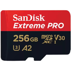 SanDisk microSD 256GB C10 UHS-I U3 R200/W140MB/s Extreme Pro V30 + SD (SDSQXCD-256G-GN6MA)