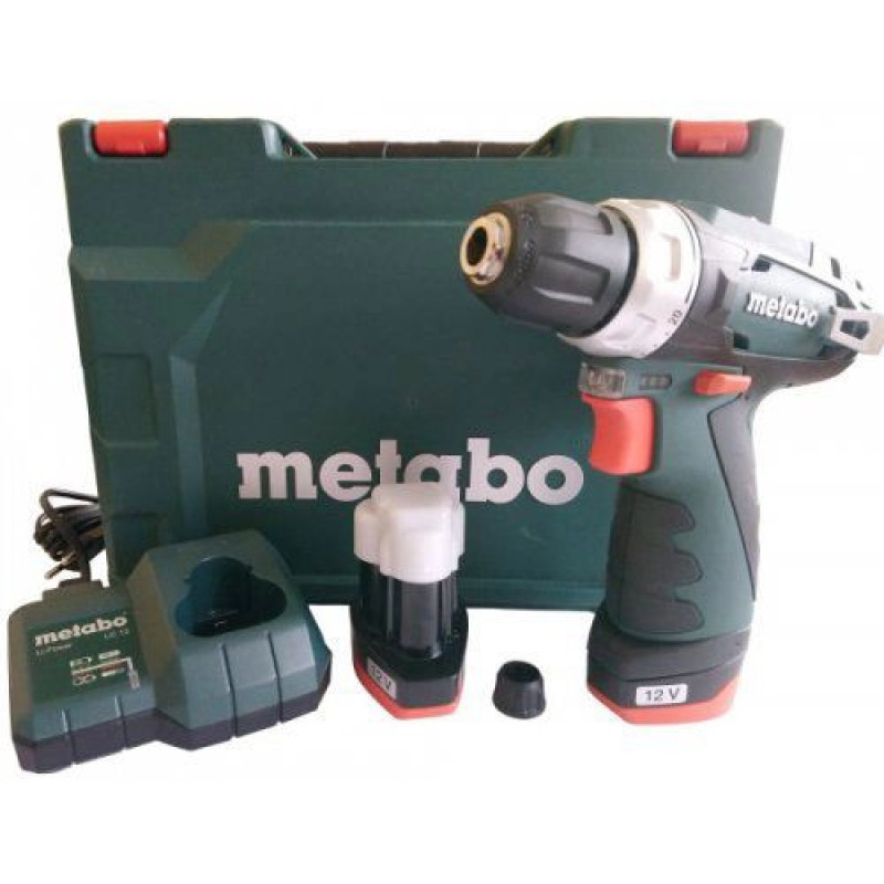 Metabo Cordless Drill Crwdriver POWERMAXX BS BASIC, 2*12V, 2Ah, 0-360/0-1400rpm, chuck 1-10mm, hexagon, 17/34Nm (600984500)