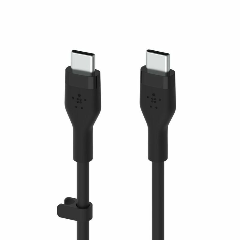 Belkin сable USB-C > USB-C charge/data, 3m, 60W, Type-C, SILICONE, with clip, black (CAB009BT3MBK)