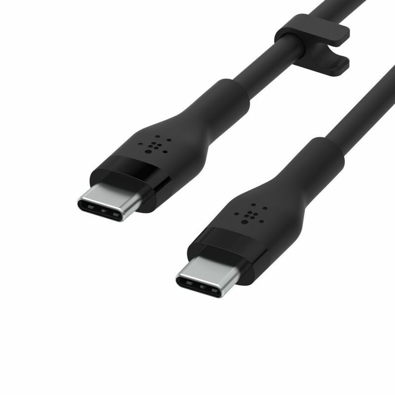 Belkin сable USB-C > USB-C charge/data, 3m, 60W, Type-C, SILICONE, with clip, black (CAB009BT3MBK)