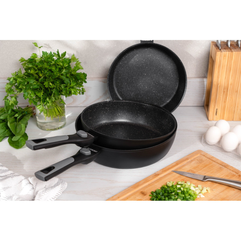 ARDESTO Deep Fry pan with removable handle Gemini Bari, 28cm, aluminium, black (AR1228B)