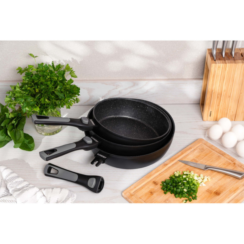 ARDESTO Deep Fry pan with removable handle Gemini Bari, 28cm, aluminium, black (AR1228B)