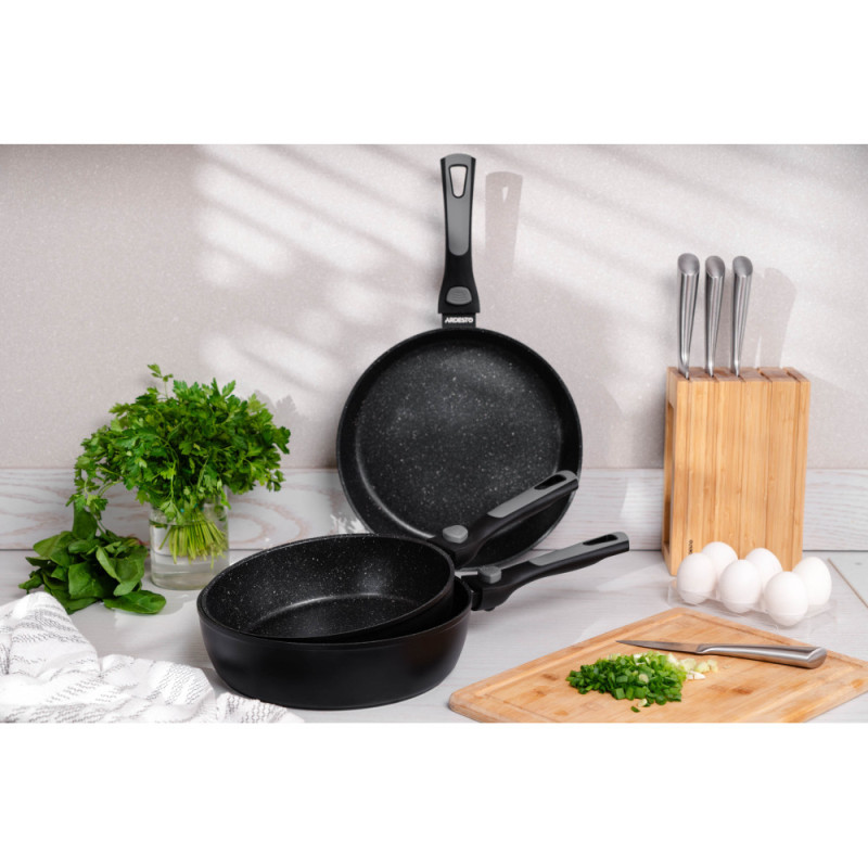 ARDESTO Deep Fry pan with removable handle Gemini Bari, 28cm, aluminium, black (AR1228B)