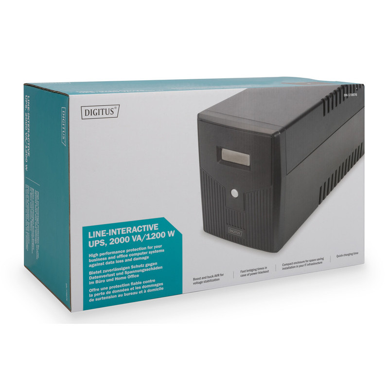 Digitus ИБП Line-Interactive, 2000VA/1200W, LCD, 4xSchuko, RJ45, RS232, USB (DN-170076)
