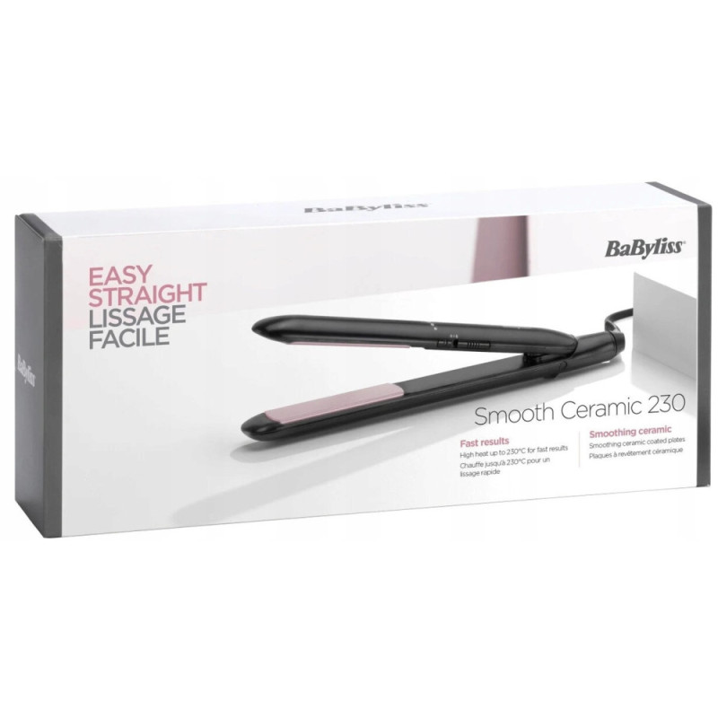 BaByliss Hair straightener, 41V, temp. modes-2, 200 - 230С, ceramics, black (ST241E)