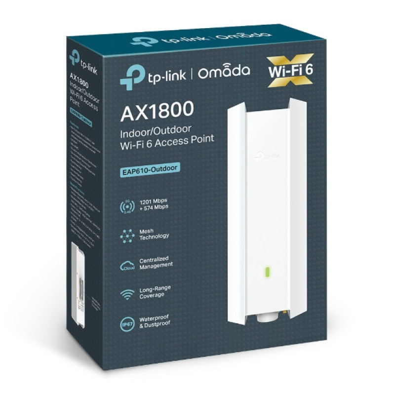 TP-Link Точка доступу EAP610 OUTDOOR AX1800 1xGE LAN PoE MU-MIMO OFDMA зовн. (EAP610-OUTDOOR)