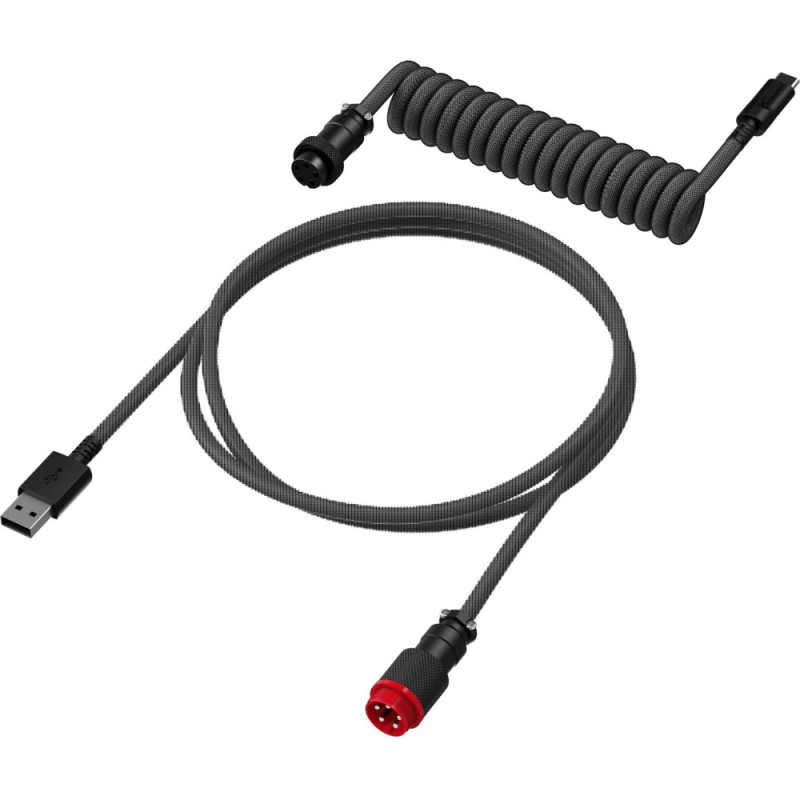 HyperX coiled cable USB-A - USB-C, 1.37m Grey/Black (6J679AA)
