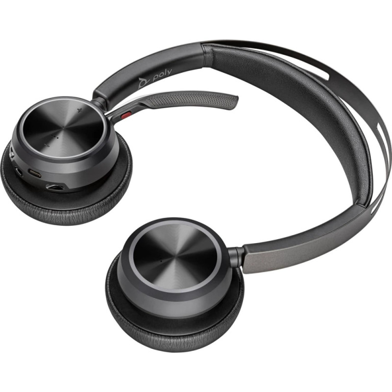 Poly Voyager Focus 2 Stereo On-ear computer headset, USB-A, Bluetooth, omnidirectional, ANC, Acoustic fence, black (76U46AA)