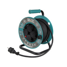 Könner & Söhnen Extension cord KS CR-15M, 3000W, 4x16A/230V, 3x1.5mm, IP44, 3.2kg, on a coil, 15m, black (KSCR-15M)