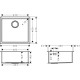 Hansgrohe kitchen sink st.steel, rectang., no drainboard, 500x450x185mm, bowl - 1, over/under-mounted, inox (43426801)