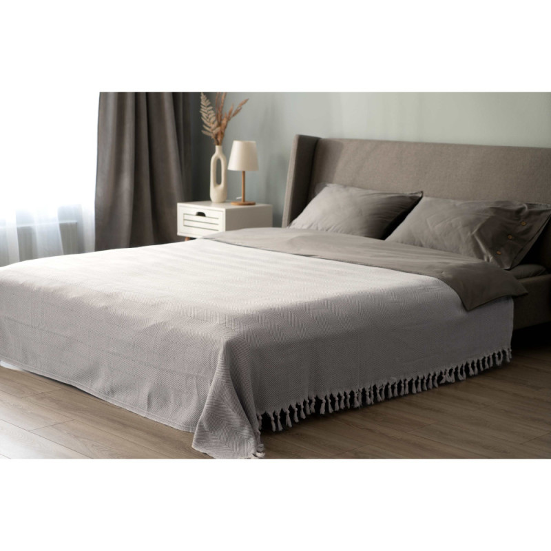ARDESTO Summer blanket 210х230cm, 100% cotton, grey (ART0922SG)