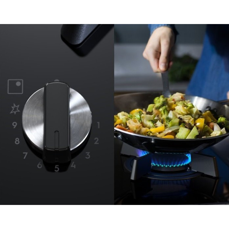 Electrolux Варочная поверхность комбинированная (2 газ + 2 инд), 60см, расширенная зона, чугун, черный (KDI641723K)