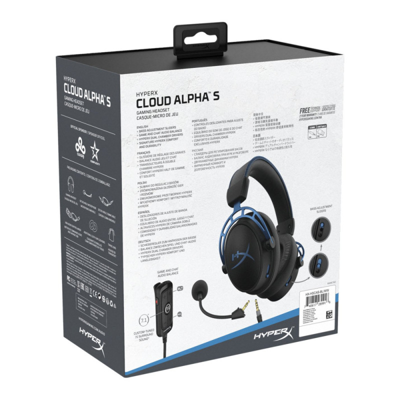 HyperX Гарнитура игровая Cloud Alpha S 3.5mm/USB, Black/Blue (4P5L3AA)