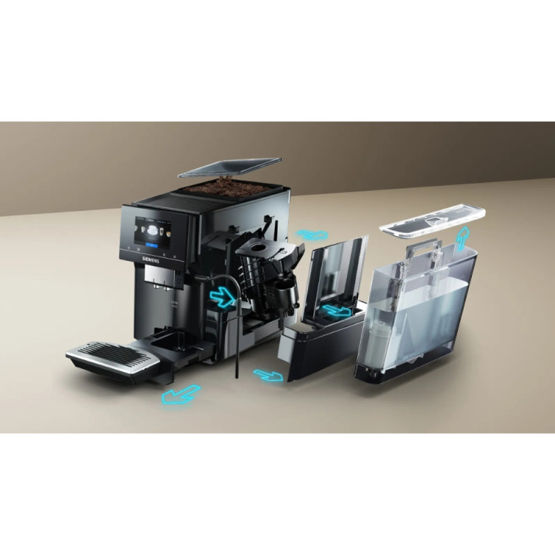 Siemens Coffee machine, 2.4L, auto capuchino maker, LED display, auto recipe-19, black (TP713R09)