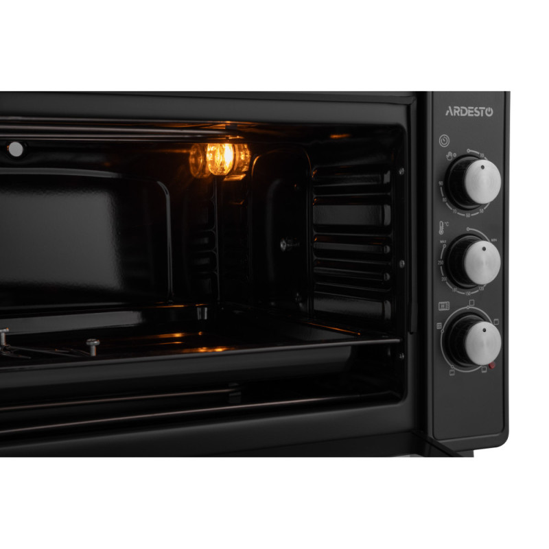 ARDESTO Table oven 1700W, 48L, chrome resistance, timer, lamp, rotisserie, black (MEO-N48RB)