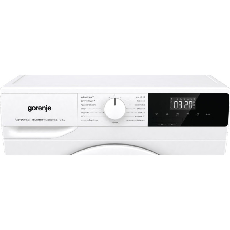 Gorenje Пральна машина фронтальна, з баком, 6кг, 1000, A+, 60см, дисплей, пар, інвертор, білий (WNHPI60SCSIR)