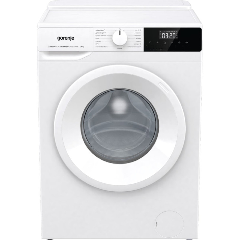 Gorenje Пральна машина фронтальна, з баком, 6кг, 1000, A+, 60см, дисплей, пар, інвертор, білий (WNHPI60SCSIR)