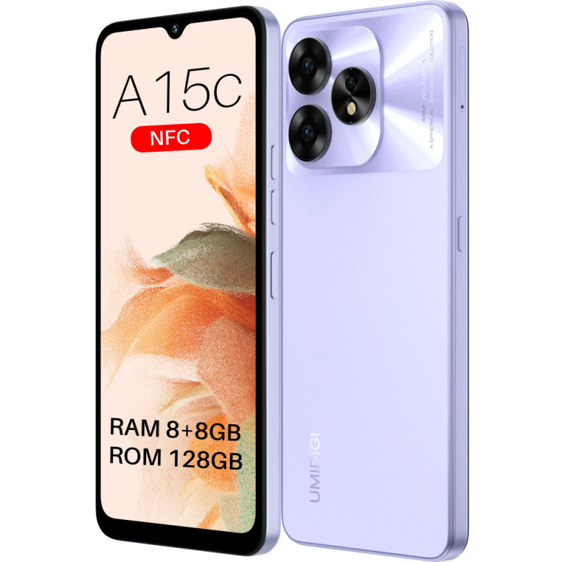 UMIDIGI Смартфон A15C (MP34) 6.7" 8/128ГБ, 2SIM, 5000мА·год, фіолетовий (6973553523163)