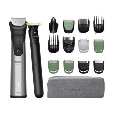 Philips Тример Philips Series 9000, для обличчя, голови, тіла, акум., насадок-17, OneBlade в компл., сталь, сірий (MG9535/15)