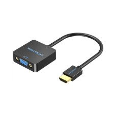 Переходник HDMI M to VGA F 1080P 60Hz 3,5mm Audio Micro USB (F) powered Vention (ACRBB)