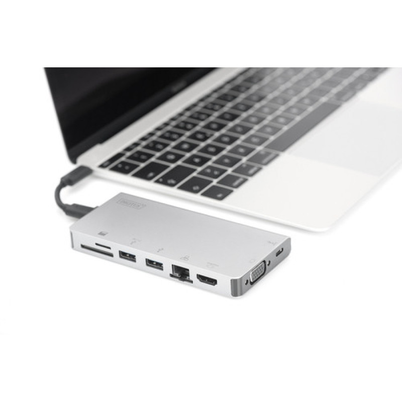 Digitus Хаб USB-C > HDMI/VGA/2xUSB-A/USB-C/SD/MicroSD/RJ54 (DA-70866)