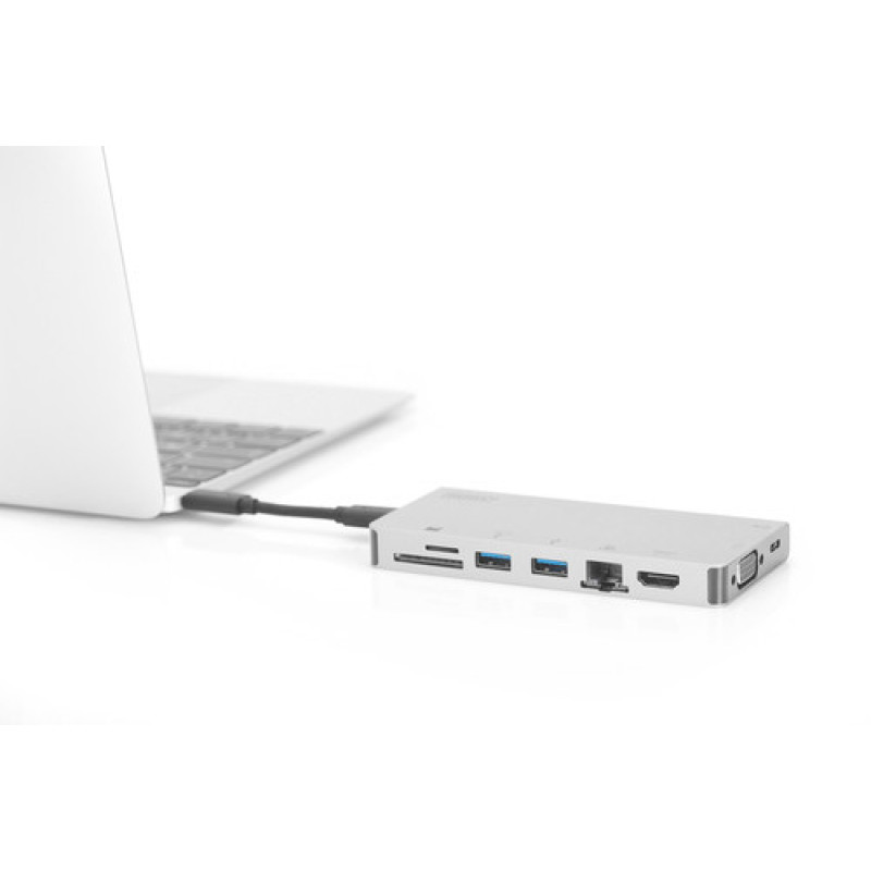 Digitus Хаб USB-C > HDMI/VGA/2xUSB-A/USB-C/SD/MicroSD/RJ54 (DA-70866)