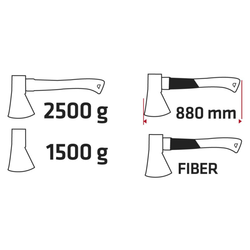 Verto Cleaving ax fiberglass handle 88cm 1500g (05G202)