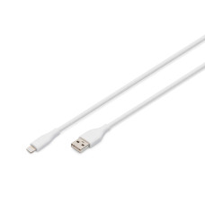Digitus USB Silicone charging cable, USB-A - Lightning 2m, USB 2.0, 12W, white (AK-600108-020-W)