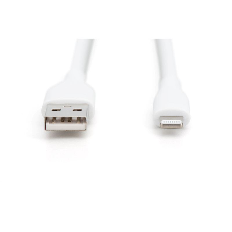 Digitus USB Silicone charging cable, USB-A - Lightning 2m, USB 2.0, 12W, white (AK-600108-020-W)