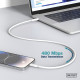 Digitus USB Silicone charging cable, USB-A - Lightning 2m, USB 2.0, 12W, white (AK-600108-020-W)