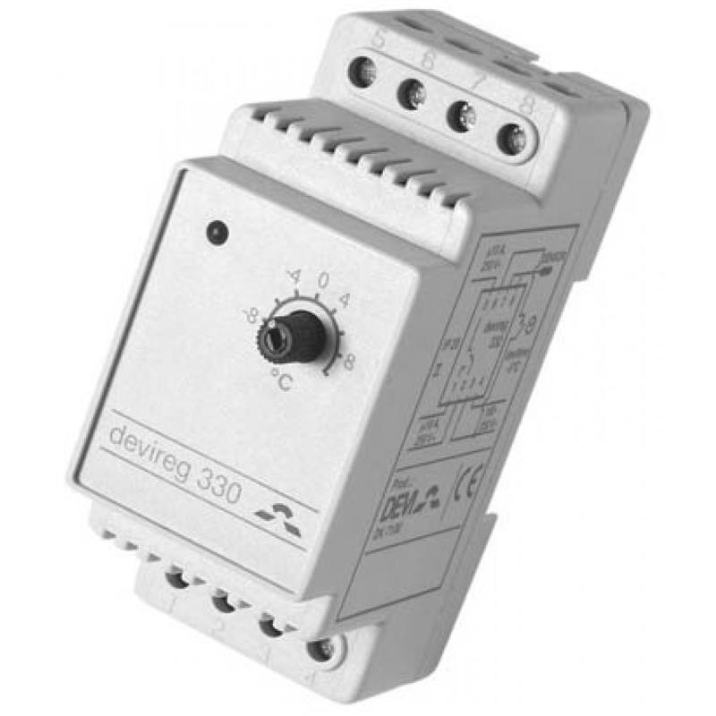 DEVI Thermostat Devireg 330, -10...10 °C, programmable, DIN, 16A, 230V (140F1070)